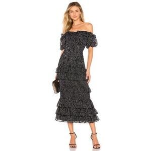 Revolve X Chrissy Teigen Nolan Maxi Dress M Navy
Off the Shoulder Ruffled Flirty